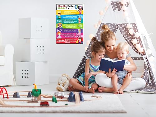 Miniatura 4 de FaCraft Póster de hábitos diarios saludables para niños pequeños  7 carteles de tabla de salud para preescolar, jardín de infantes, escuela