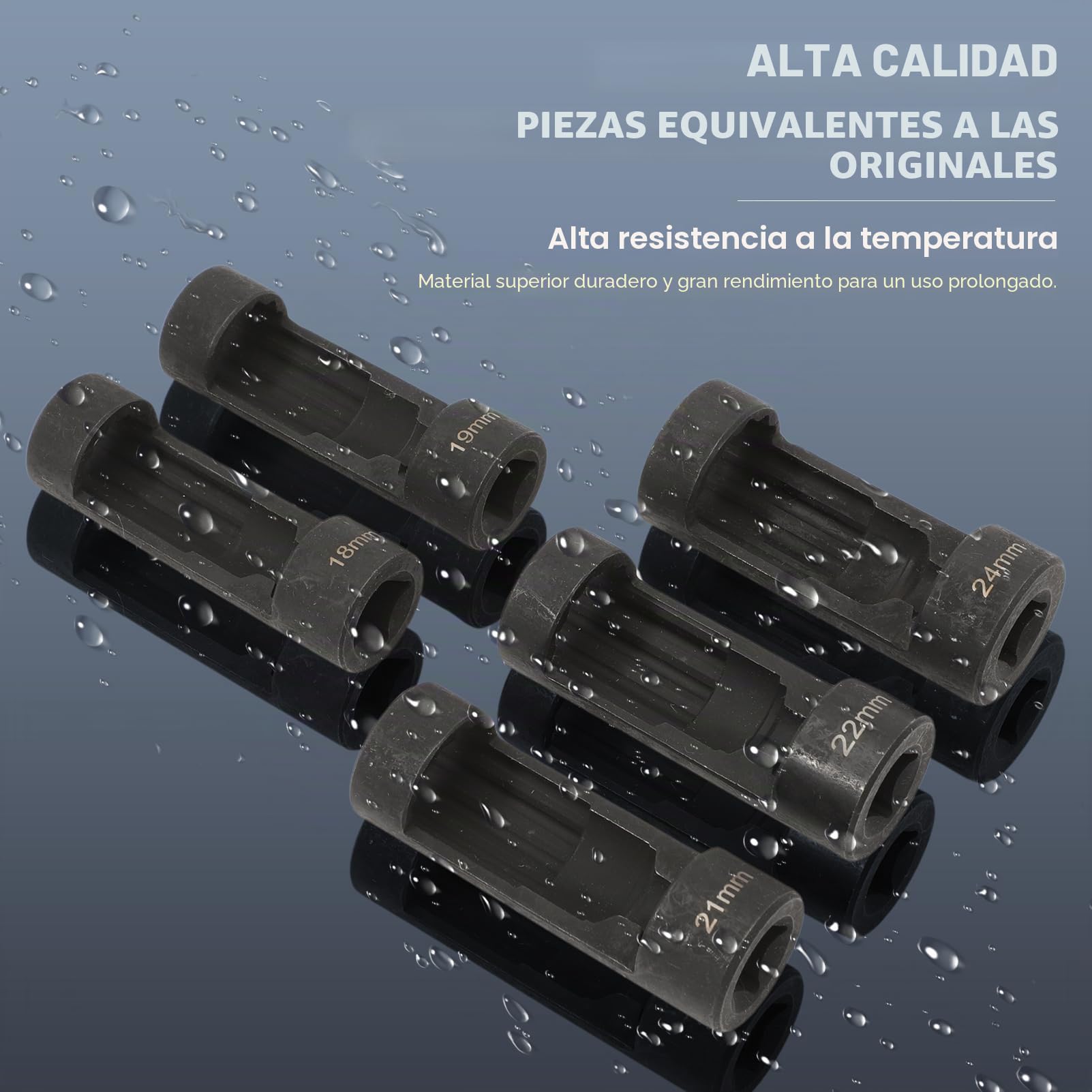 Tuercas de vaso de resorte, herramienta de montaje de amortiguador, 12 puntos 1/2, 18 mm, 19 mm, 21 mm, 22 mm, 24 mm, llave hexagonal 6496 VM número 3353-5 unidades