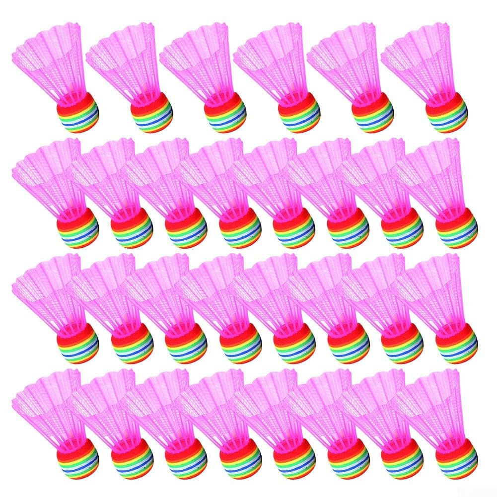 YJDOORPLAY 30pcs Nylon Badminton Shuttlecocks Lightweight Balls For Beginners And Kids(Pink)