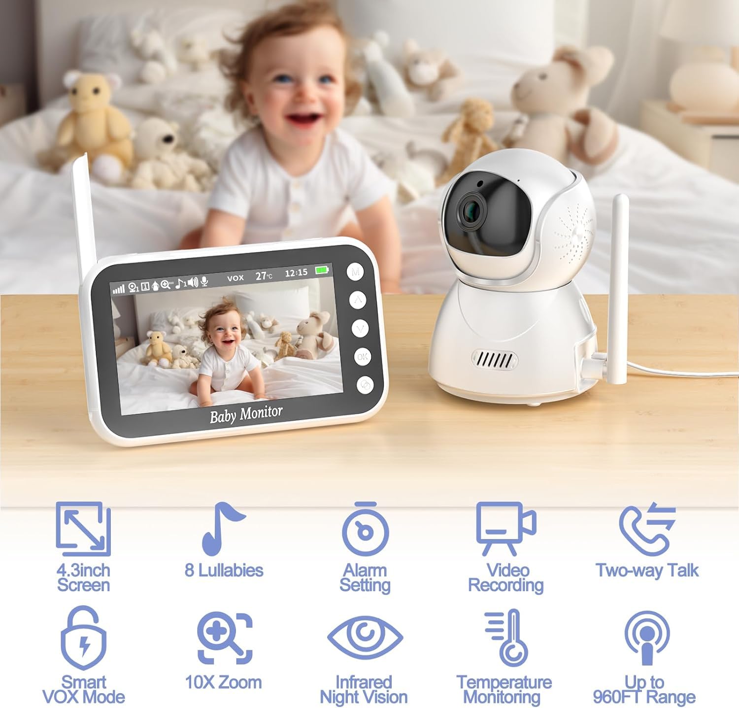 Babyphone Camera 2,8 Pouces Caméra Bebe 720P Ips Lcd Baby Phone Vidéo