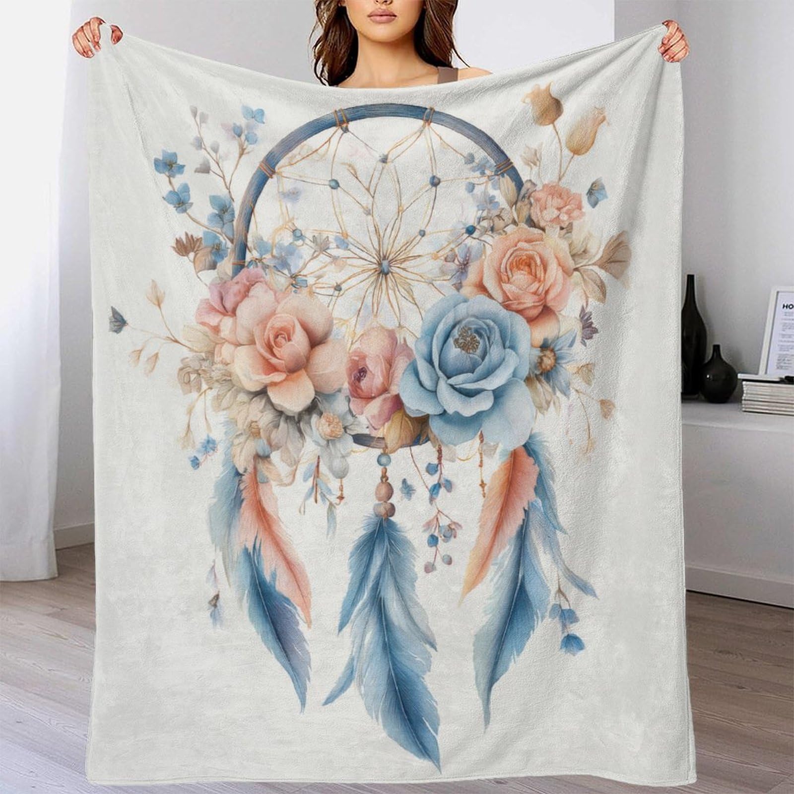 3D Gedruckte Traumfänger Blumen Decke Mikrofaser Wohnkultur Traumfänger Kuscheldecke Weich Warm Sofa Schlafzimmer 80×90(200x230cm)