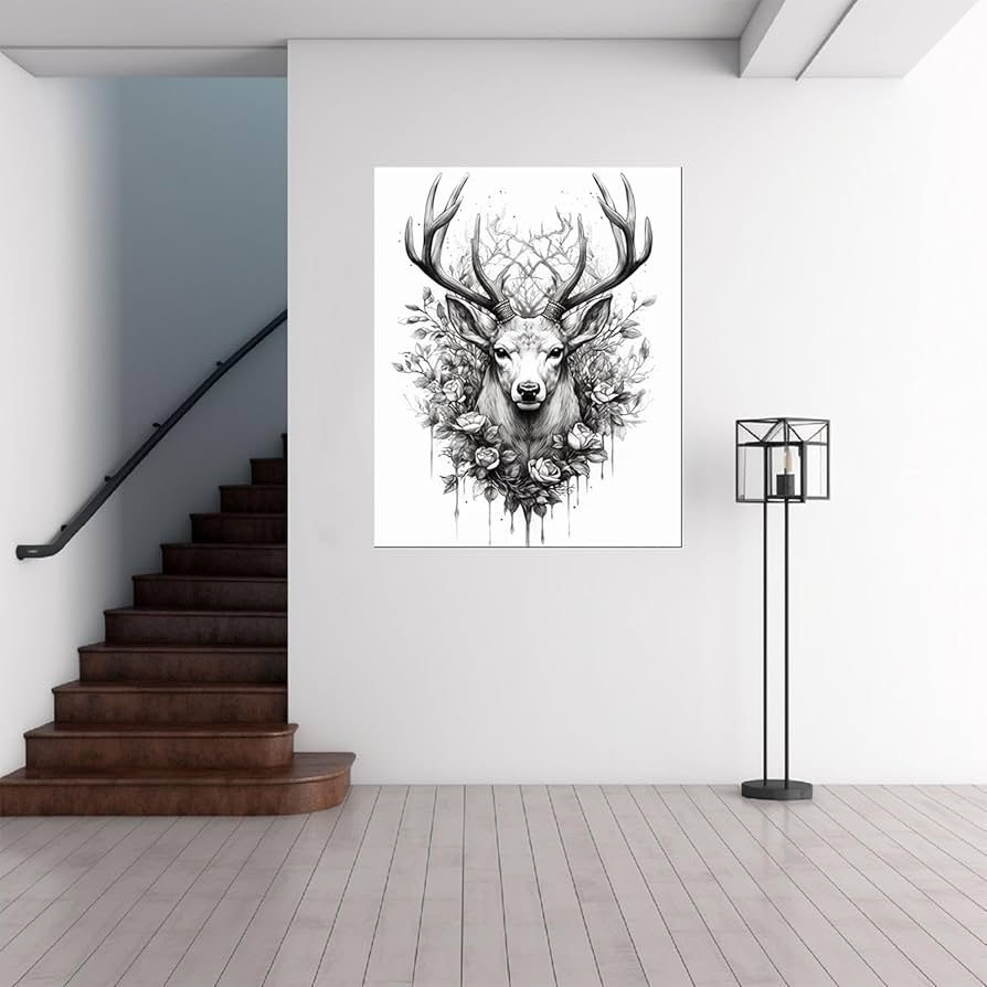 Amazon.co.jp: 動物の鹿 キャンバスアートパネル家の装飾アートワーク