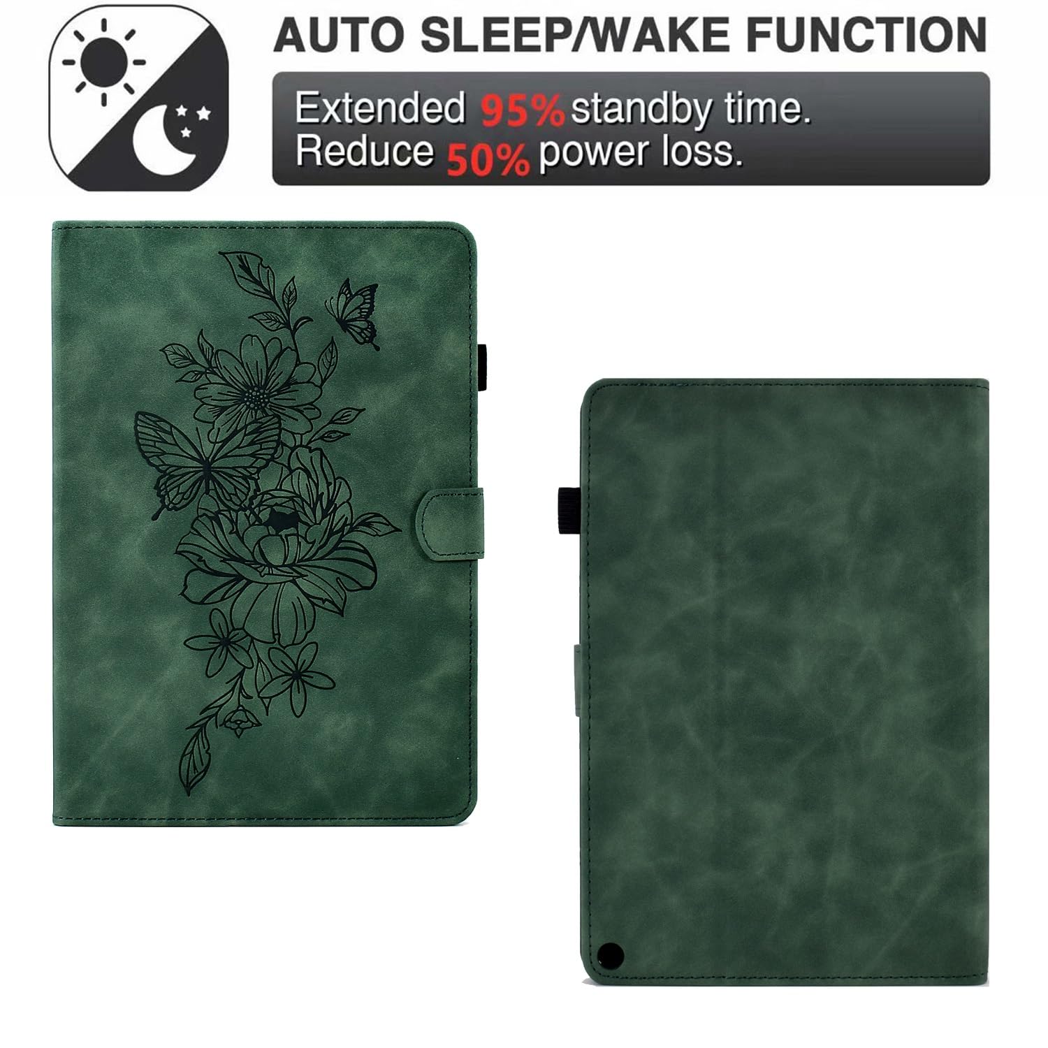 Skórzany futerał premium zgodny z etui Fire Max 11" 2023, wąski, składany stojak Folio Cover Pokrowiec ochronny gniazdem na kartę/automatycznym uśpieniem(Ye?il)
