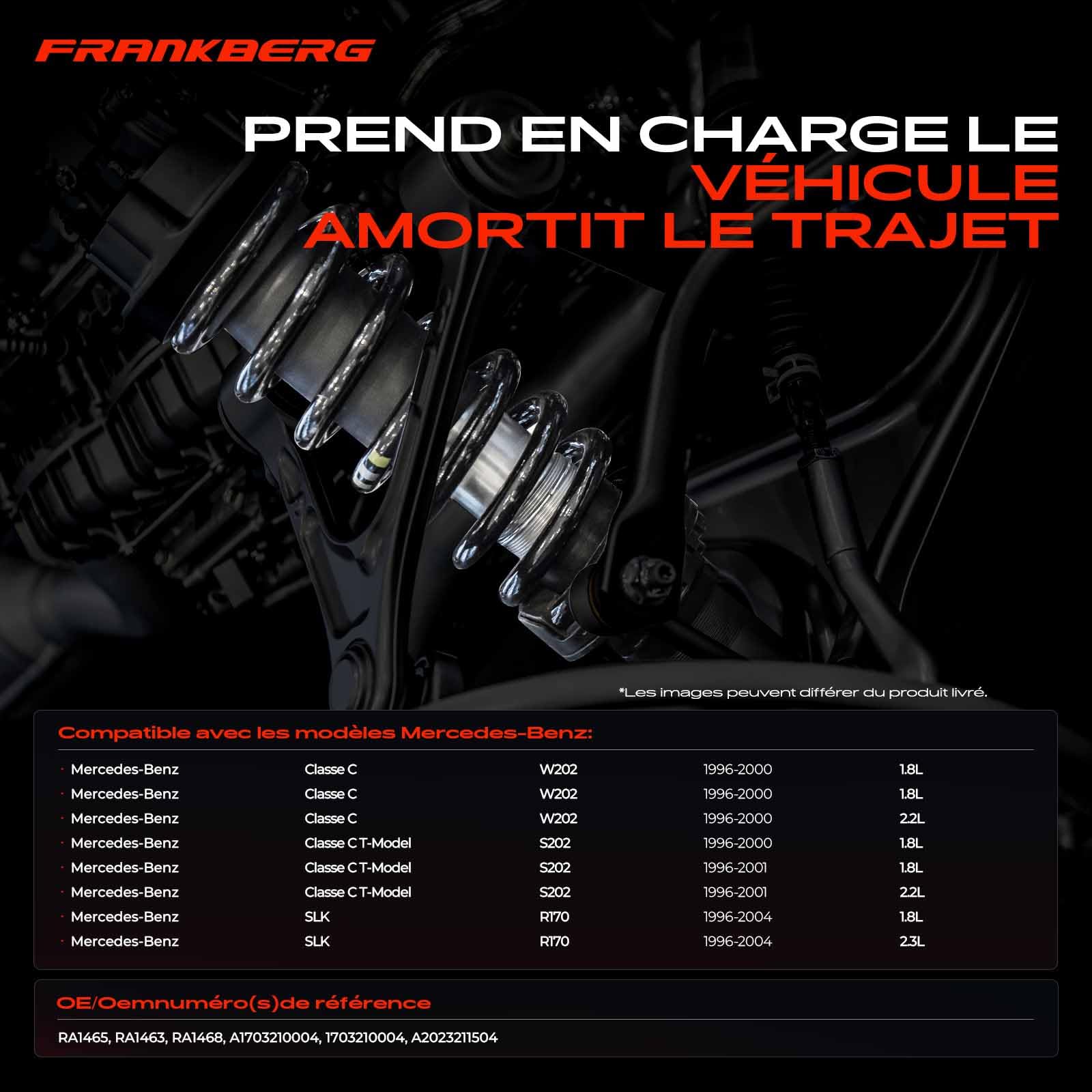 Frankberg 2 ressorts de suspension pour essieu avant 1703210004 | Compatible avec: SLK R170, Classe C W202, Classe C, modèle T S202
