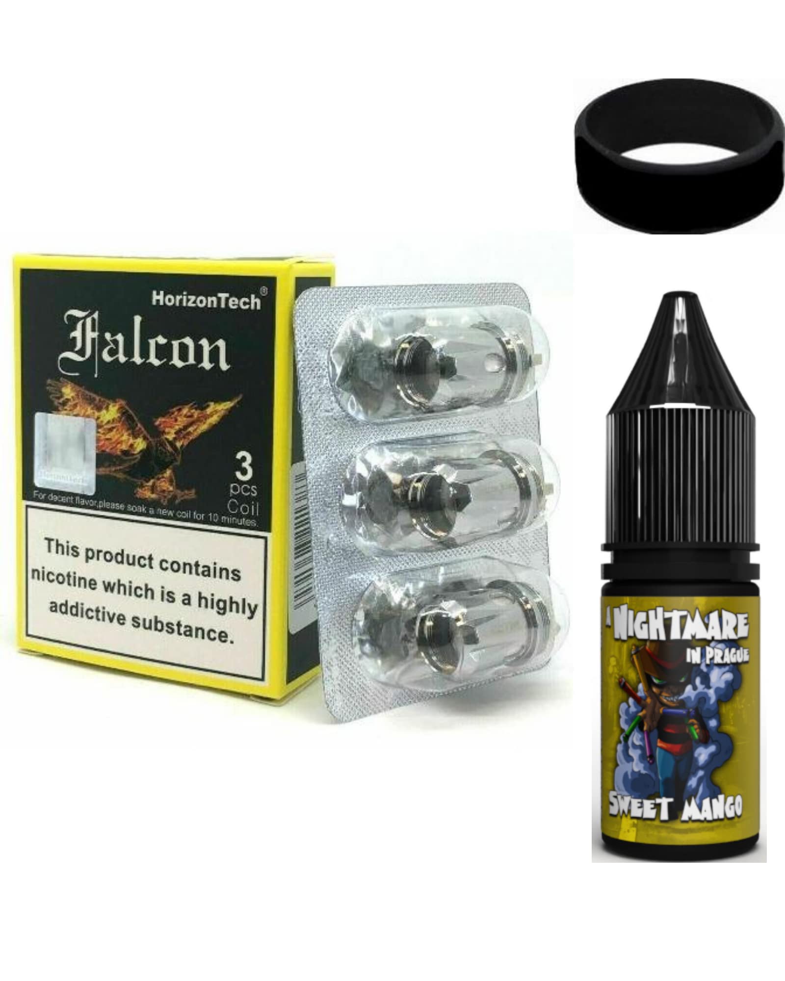 HorizonTech Falcon M1+ Plus Coils 0.16 ohm + 10ml NIGHTMARE Juice No Nicotine (Pack of 3)