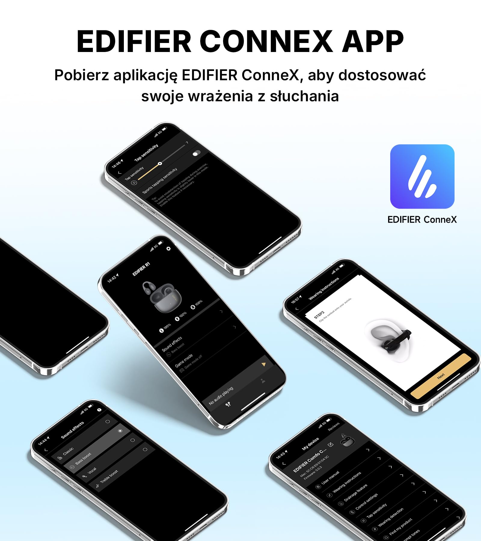 Edifier R1 True Wireless Słuchawki nauszne, Bluetooth 5.4, AI Clear Calls, Wymienne lewe/prawe, Szybkie ładowanie, Połączenie wielopunktowe, Kontrola za pomocą aplikacji, IP56, Szary | AI Clear Calls, 28H Pracy Akumulatora, Szybkie Ładowanie, Multipoint,
