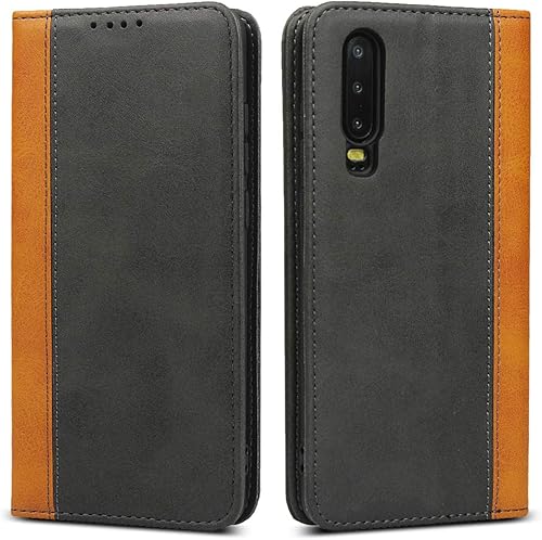 iCoverCase Compatible con Huawei P30 - Funda tipo cartera de piel sintética de alta calidad, con ranuras para tarjetas, soporte para tarjetas, funda