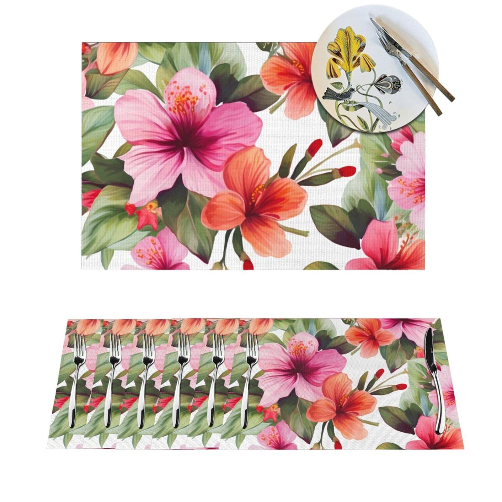 Set de table protège table de la chaleur motif floral hawaïen lavable et stable