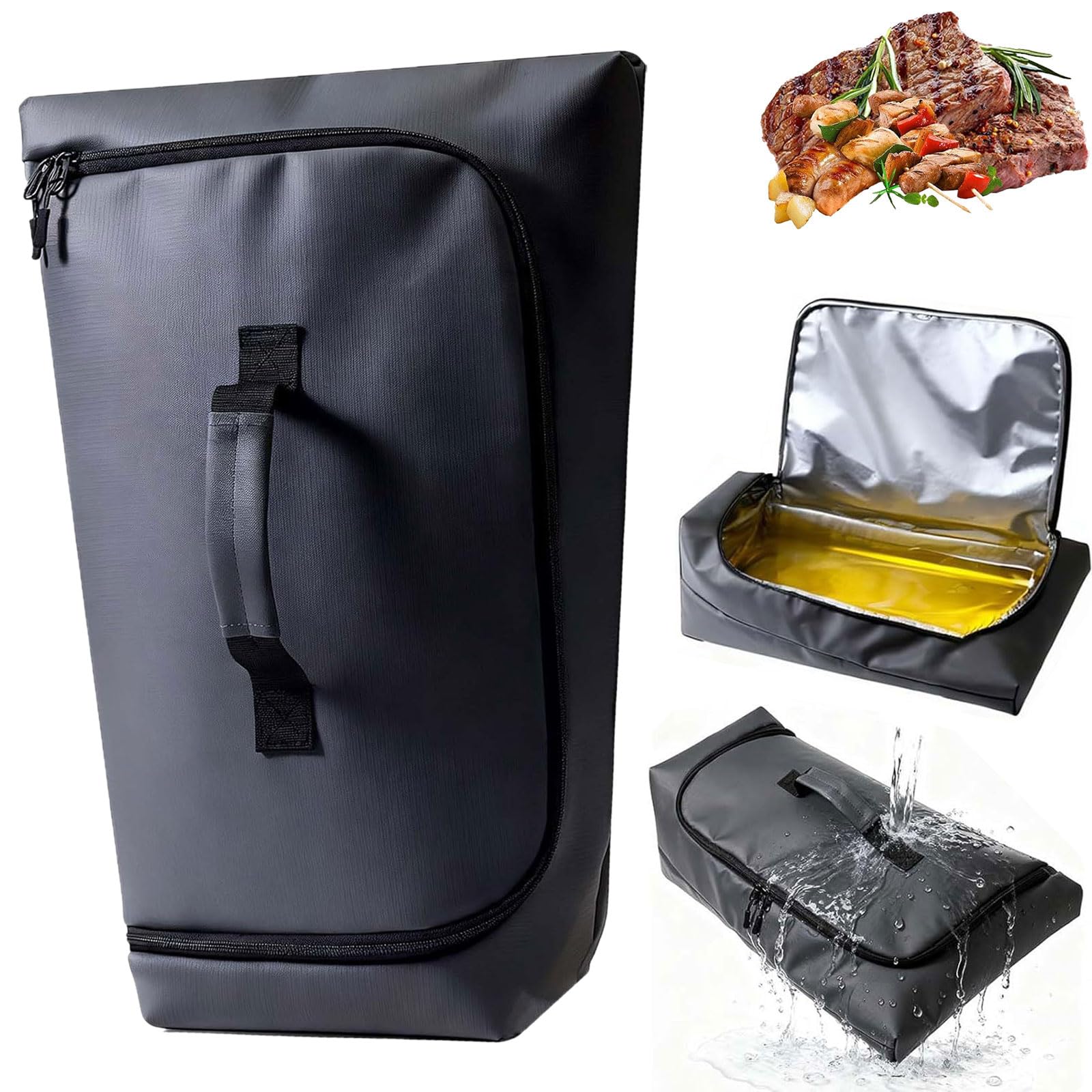 Borsa termica di grandi dimensioni, 53,3 x 35,5 x 20,3 cm, per barbecue, con tecnologia impermeabile e doppio isolamento, facile da pulire