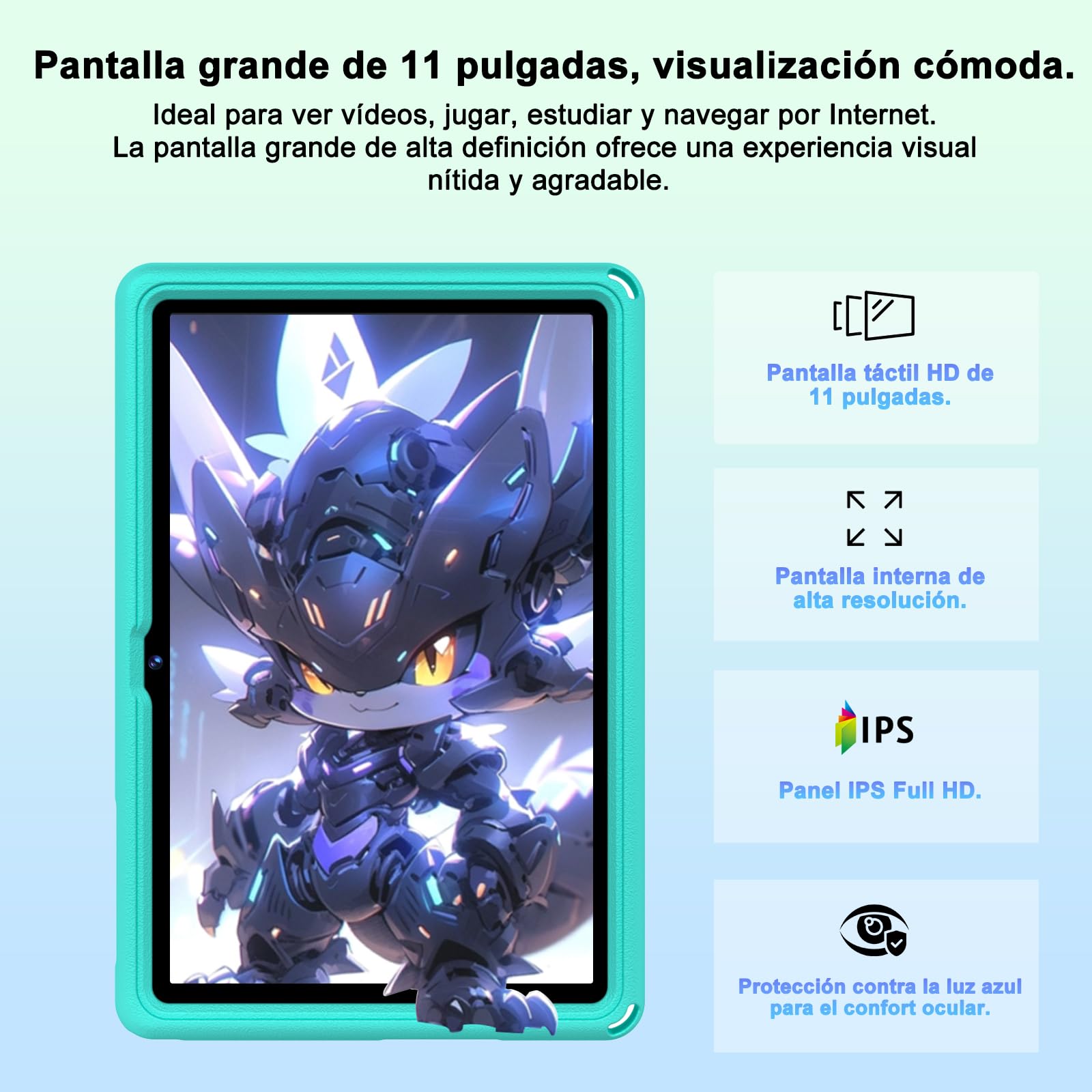 Tablet Android 15 11 Pulgadas Octa-Core 24GB+256GB/2TB 8000 mAh Cuerpo Metálico Verde