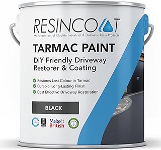 Resincoat - Pro Tarmac & Driveway Concrete Paint, Outdoor Paint with High-Resin Content and Low VOCs, Water-Based Concrete Paint Outdoor for Driveways, Pathways, Car Parks, and More, Matte Black, 10Kg