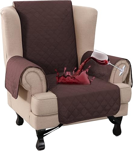 Turquoize Funda 100 % impermeable para sillón de ala, protector de sofá, triple antideslizante, protector de muebles para mascotas, niños, perros