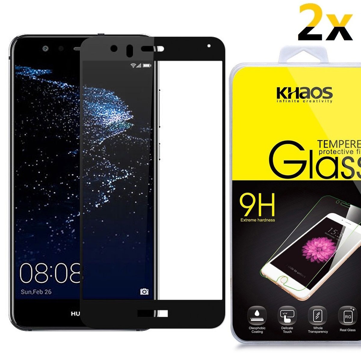 Amazon Com 2 Pack Screen Protector For Huawei P10 Lite Huawei Nova Screen Protector Glass Khaos Full Cover Tempered Glass For Huawei P10 Lite Huawei Nova