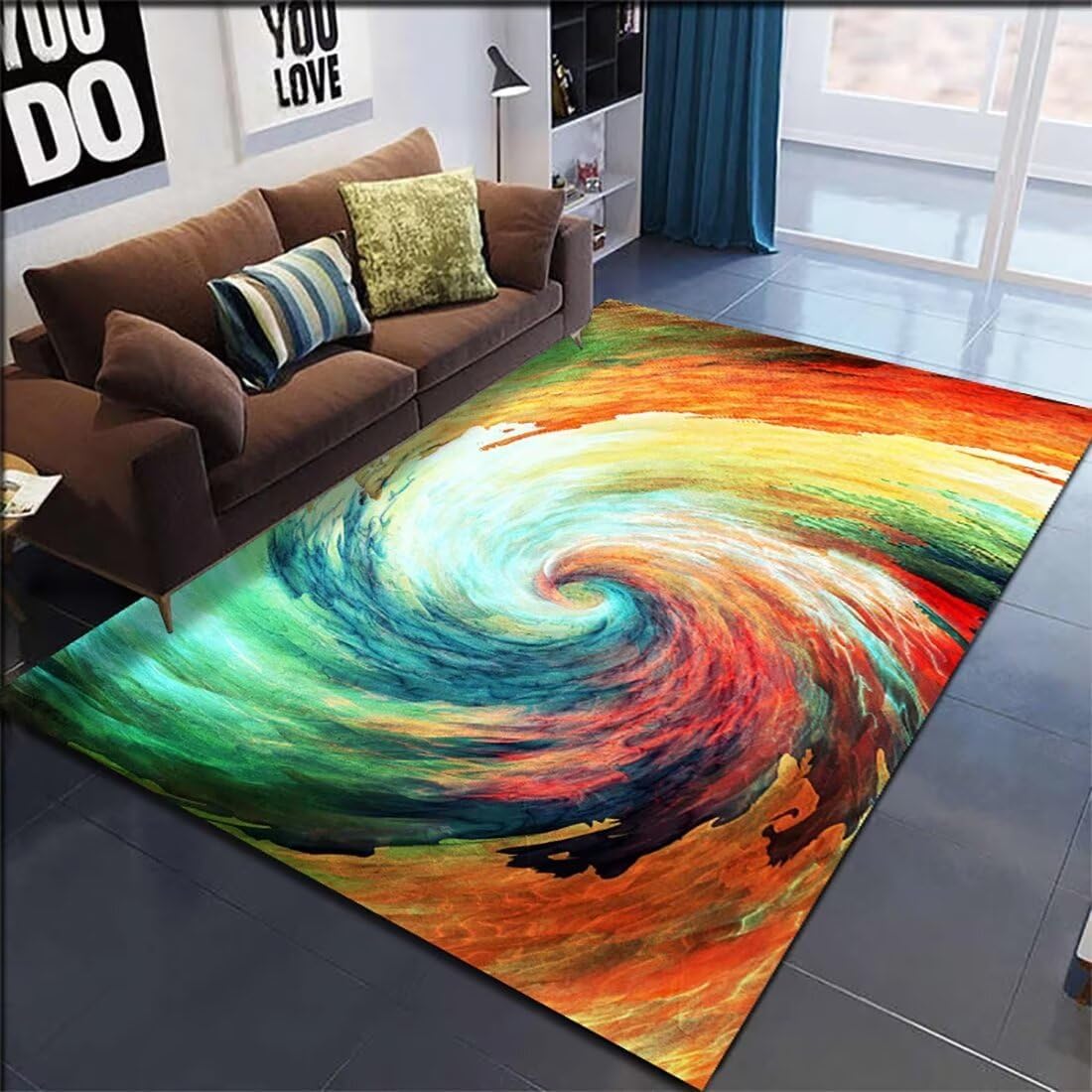 Qkjtyt Colorful Abstract Clouds Illlusion Entry Rug 2X3ft