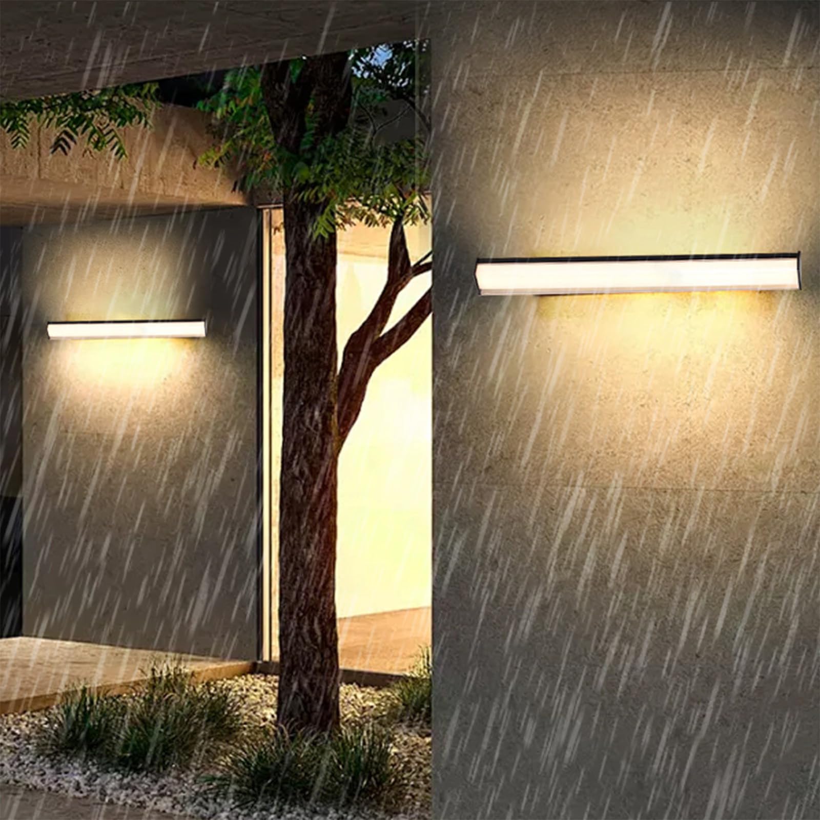Applique murale LED extérieure noire IP65 en aluminium design minimaliste et long