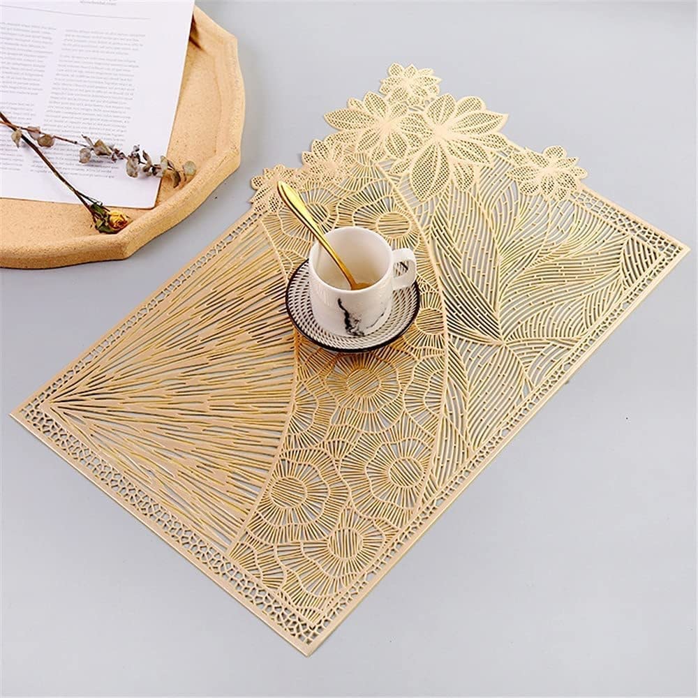 Placemat for Dining Table/Beautiful Design Mat for Bed-Side/Center Table/Shelves - Pack of 1 (Golden Octagon Mat) — Amazon image 10