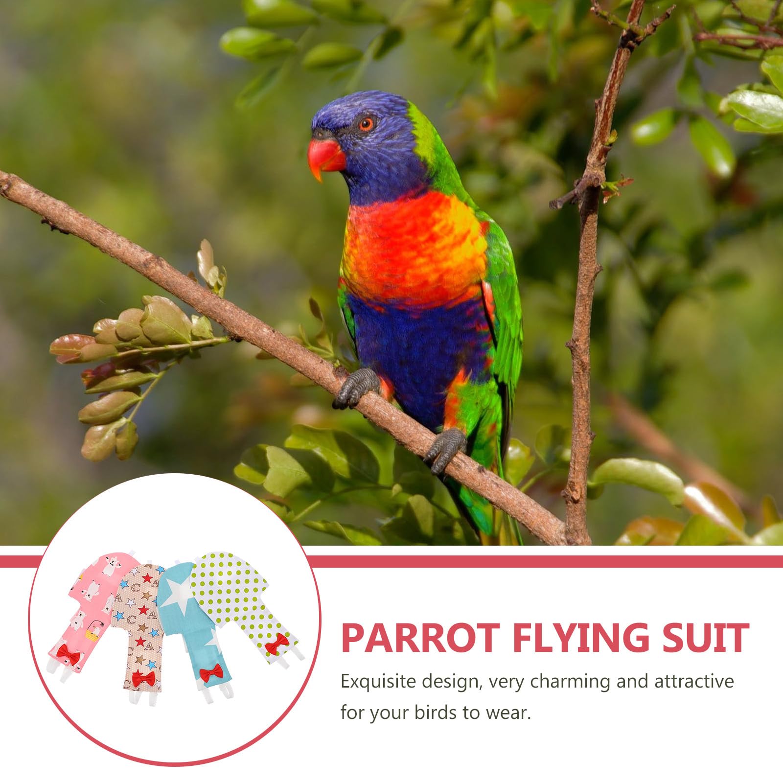 GANAZONO Pañales Reutilizables para Pájaros de Algodón Diseño Adorable, 4 Piezas para Aves de Compañía en Exteriores, Seguros y Cómodos para Loros y Periquitos