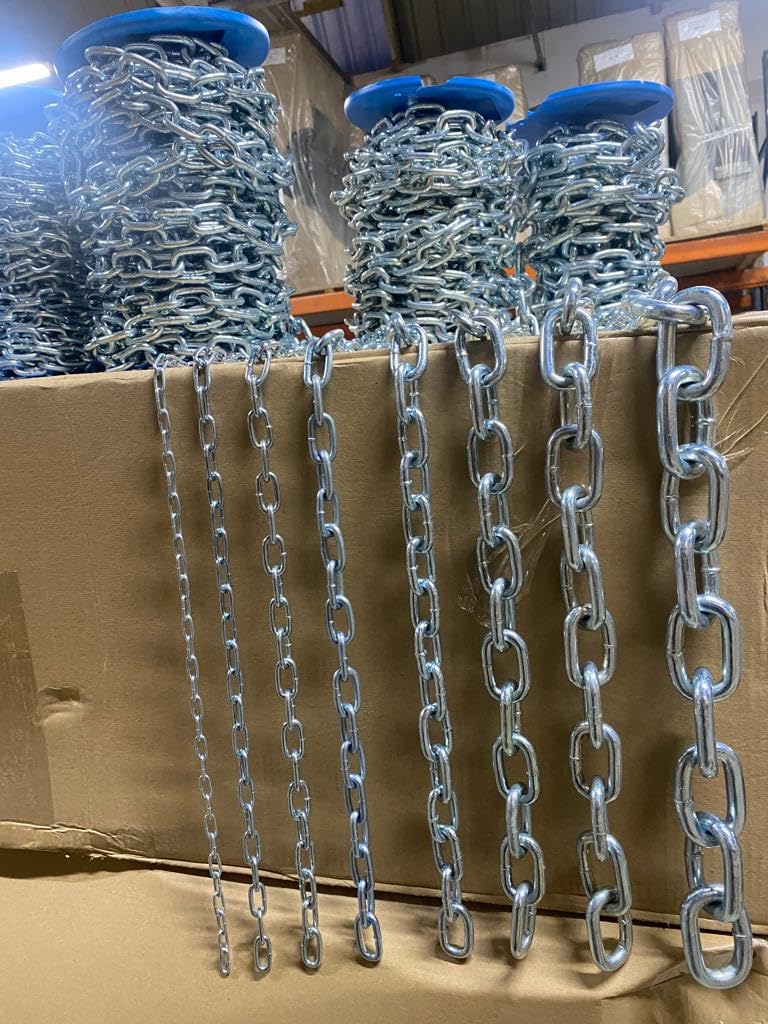 DIN 5685 Heavy Duty Hot Dipped Galvanised DIY Strong Short Link Steel Chain - 10mm Galvanised, 0.5 Meter