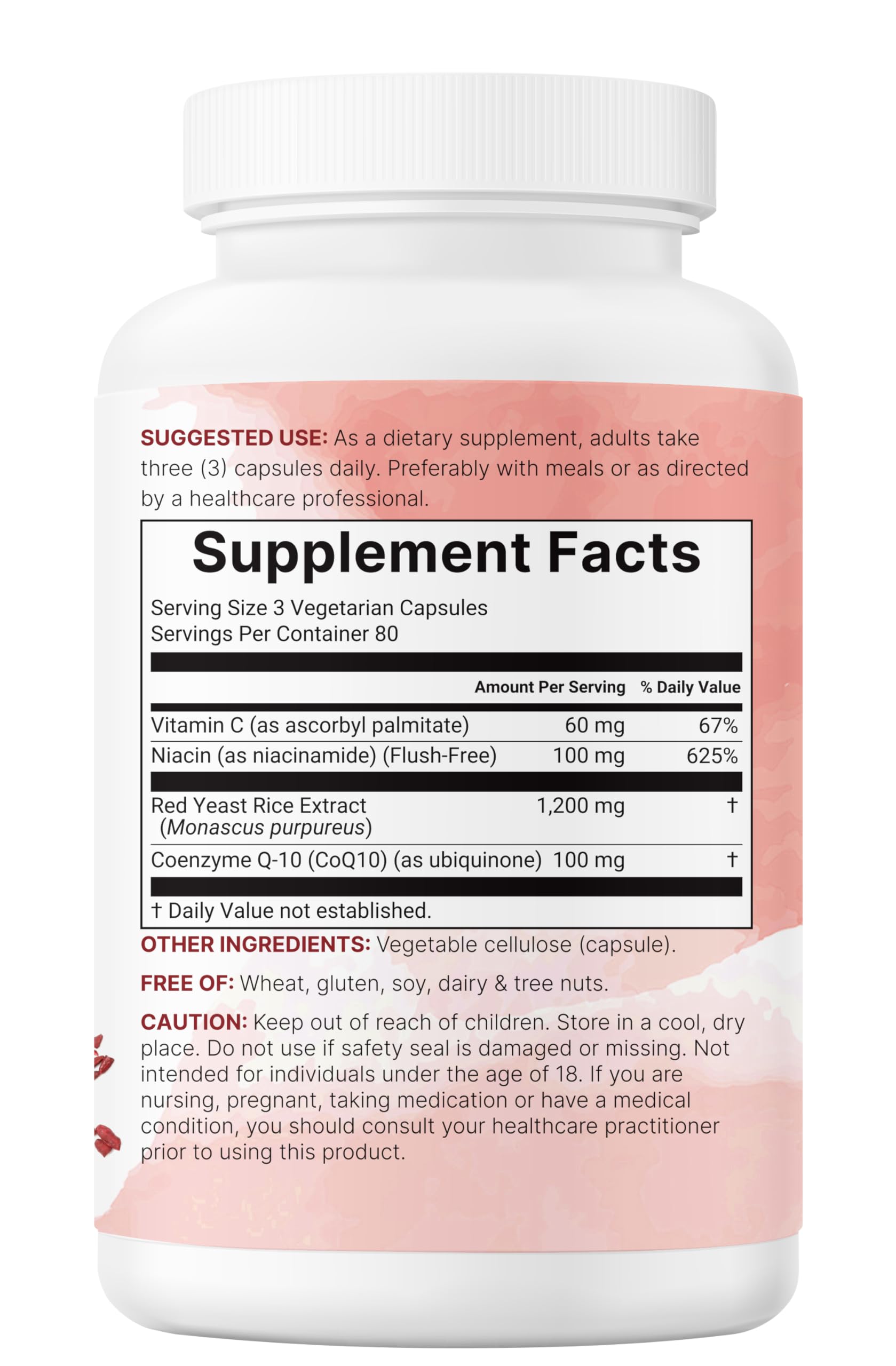 Micro Ingredients Red Yeast Rice with CoQ10 1200mg, 240 Veggie Capsules | Cholesterol Support & Heart Health Supplements* | 4-in-1 with Flush Free Niacin & Fat Soluble Vitamin C | Filler Free, Non-GMO — Amazon image 7