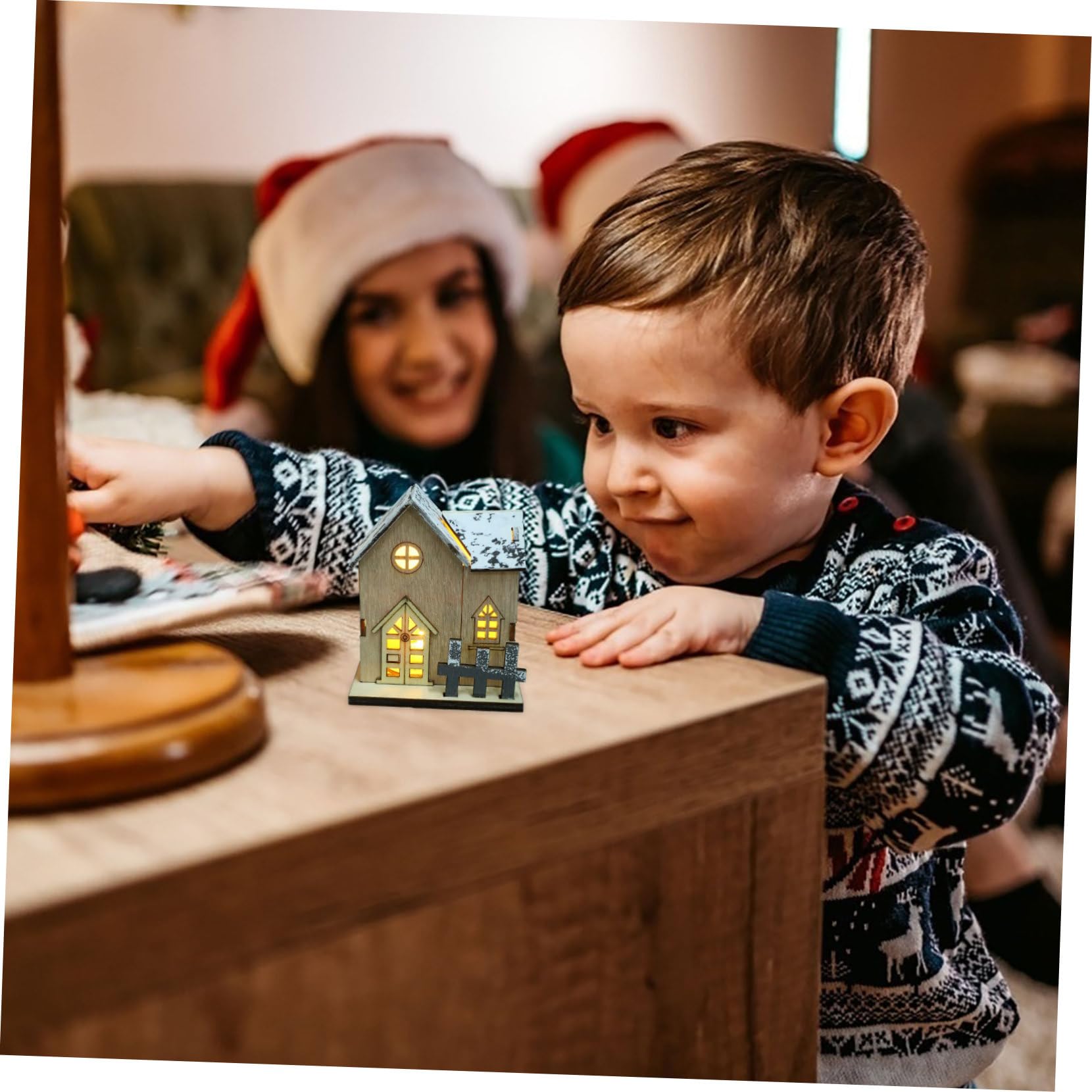 Cabilock 4 Set Luci Natalizie in Legno Gonfiabili Natalizi Solare Addobbi Natalizi per Ufficio Decorazioni Natalizie per Ufficio Luminosa Casa in Legno di Natale Baite Luminose 2 Pezzi * 4