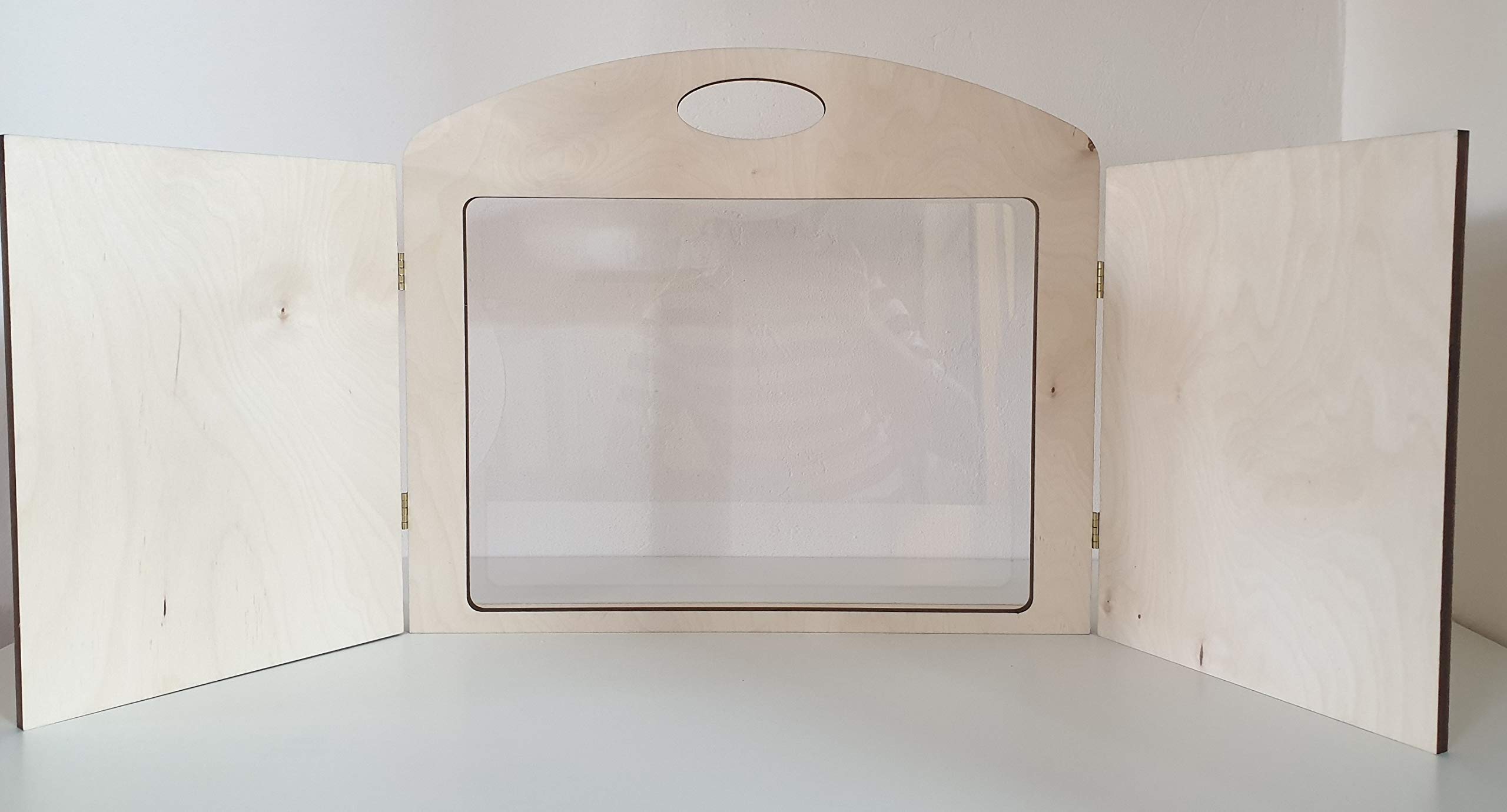 Erzähltheater Kamishibai deluxe - aus Holz für DIN A3 Bildgeschichten mit abnehmbarer transparenter Rückwand (Natur, Natur, Natur)