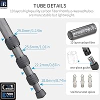 Vista 10 de Trípode de Fibra de Carbono - INNOREL RT75C Sin Cabeza de Bola Trípode Super Profesional Monopié Resistente Trípode Compacto Soporte de Stand