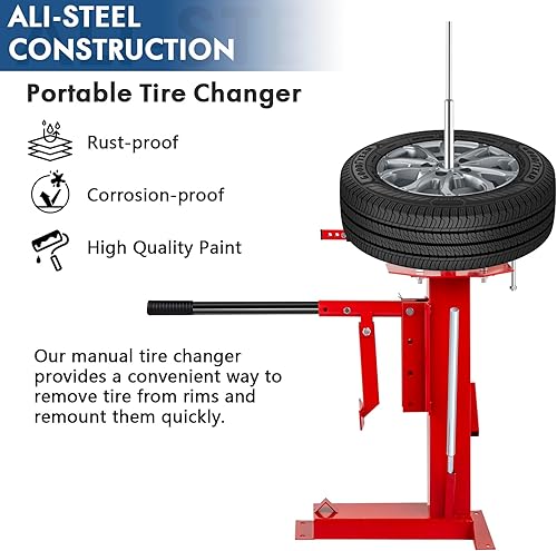 Miniatura 4 de Cambiador de neumáticos manual múltiple, herramienta de mano portátil para neumáticos de 4 a 16-12 pulgadas, rojo