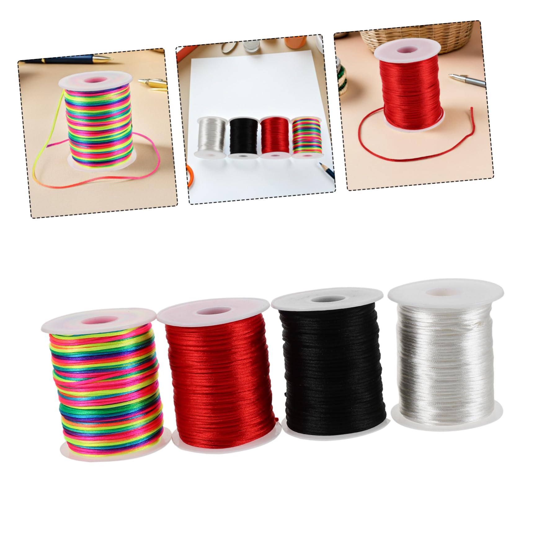 4 Cordoncino Cerato per Bracciali e Collane Filo Cerato Resistente per Macramè Twine per Gioielli e Fai da Te Colori Rosso Bianco