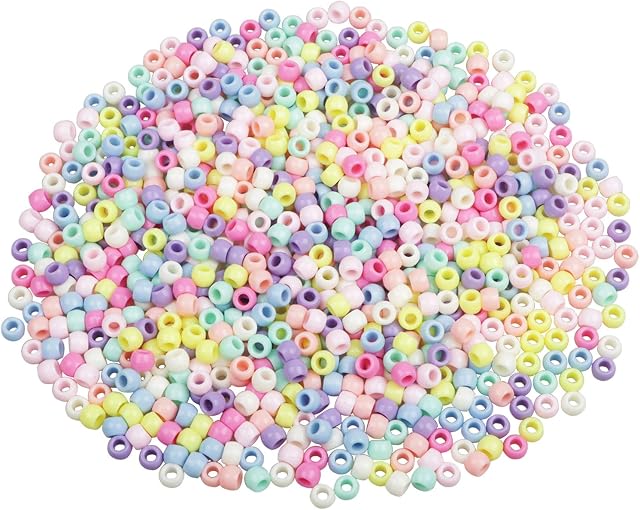 HUASUN Pony Beads 800pcs 8mm Colorful Craft Beads Small Acrylic Beads Loose Beads Pearls Plastic Beads for Jewellery Making, Home Decor, Bracelet, Necklace, Keychain, Phone Strap