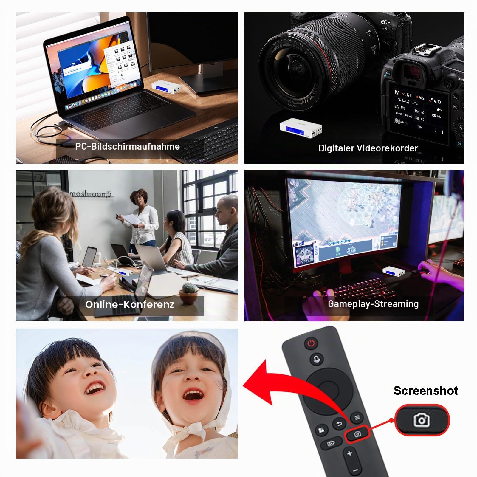 4K-HDMI-Videorecorder mit AV-auf-HDMI-Adapter, RCA, kompatibel mit VHS, VCR, DVR, DVD, Hi8, Mini-DV, Camcorder, Kassettenband, Spielekonsolen, kein PC erforderlich