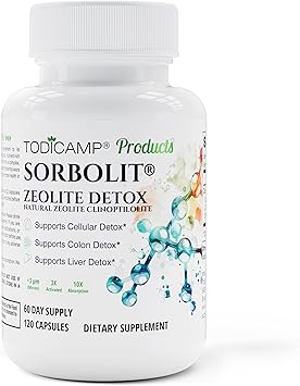 TODICAMP Zeolite Detox for Adults Sorbolit - Zeolite Capsules Binder Detox Cleanse - Zeolite Clinoptilolite for Deep Full Body Detox, Gut Cleanse, Cellular and Liver Detox
