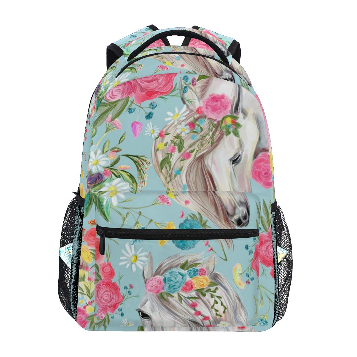Sac à Dos d'école de Cheval et de Fleur pour Le Sac de Voyage d'enfants de Filles de garçons
