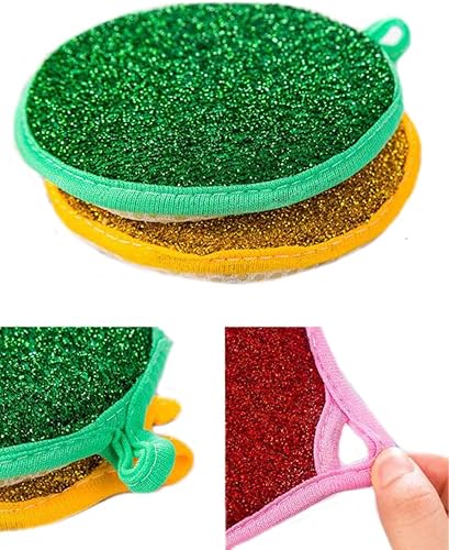 Miniatura 4 de 10 unidades de forma redonda de doble cara metálica esponja esponja limpiador de platos bolas de limpieza