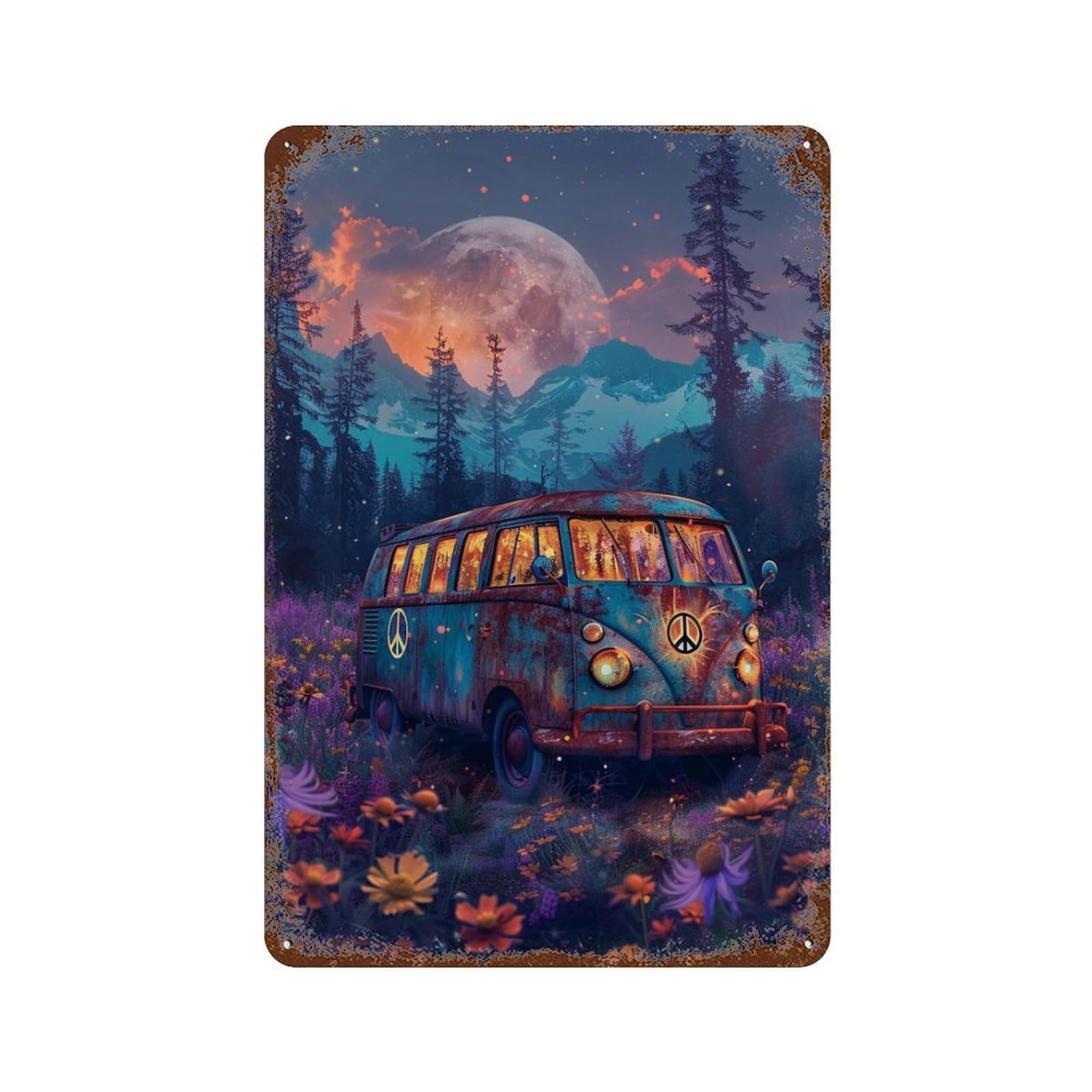 Vivid Van in Enchanted Forest Retro Metal Sign 11.8"x7.9", Vintage Wall Decor for Office, Studio And Wall Decor