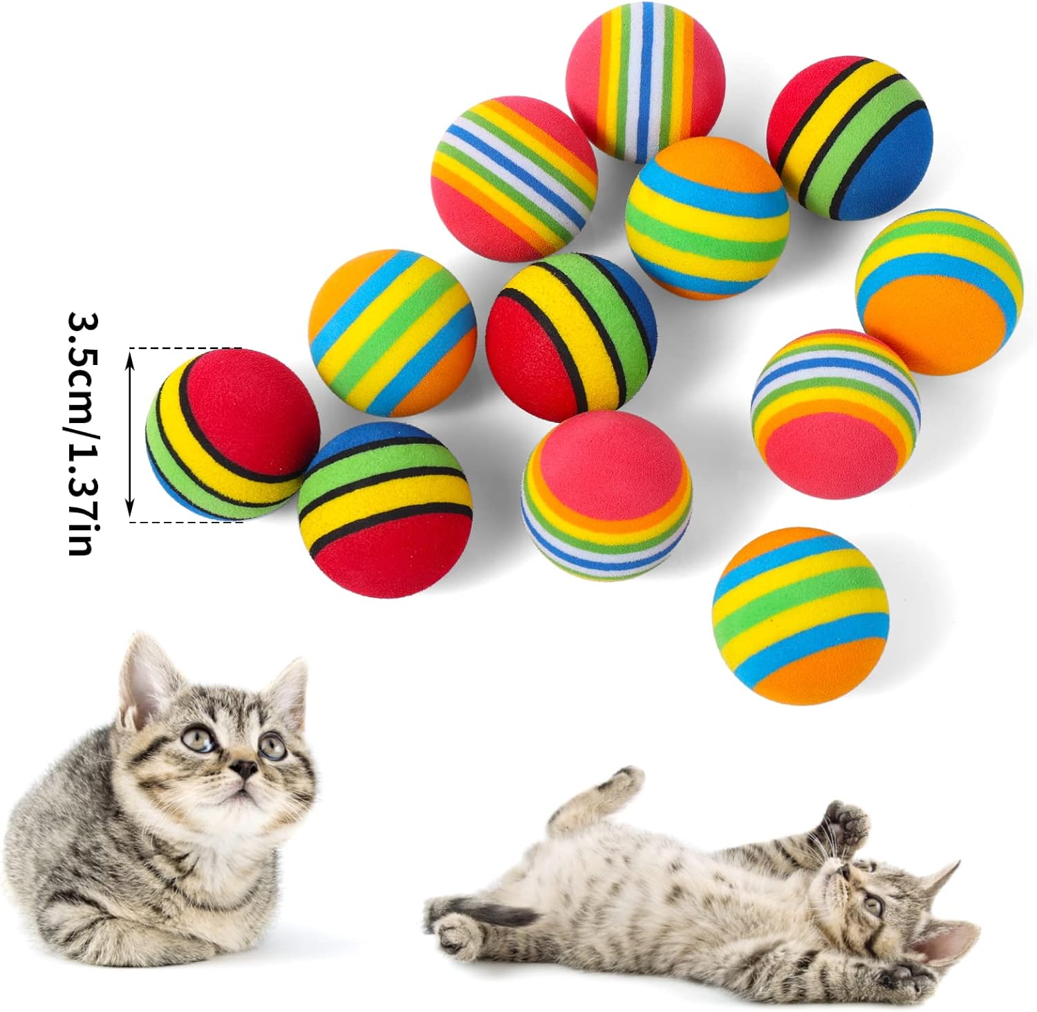 Cobee Rainbow Cat Toy, 12 Pieces Large 3.5 CM Interactive Ball for Kitten Play Sports Chase Training 4 716r9HFJ4PL. AC SL1500