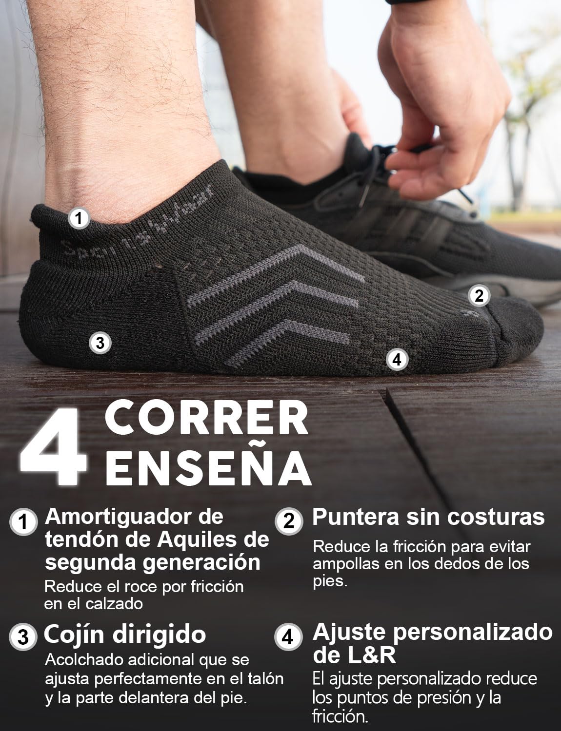 Juclise Calcetines de compresión Coolmax Bamboo, calcetines cortos para correr, transpirables y