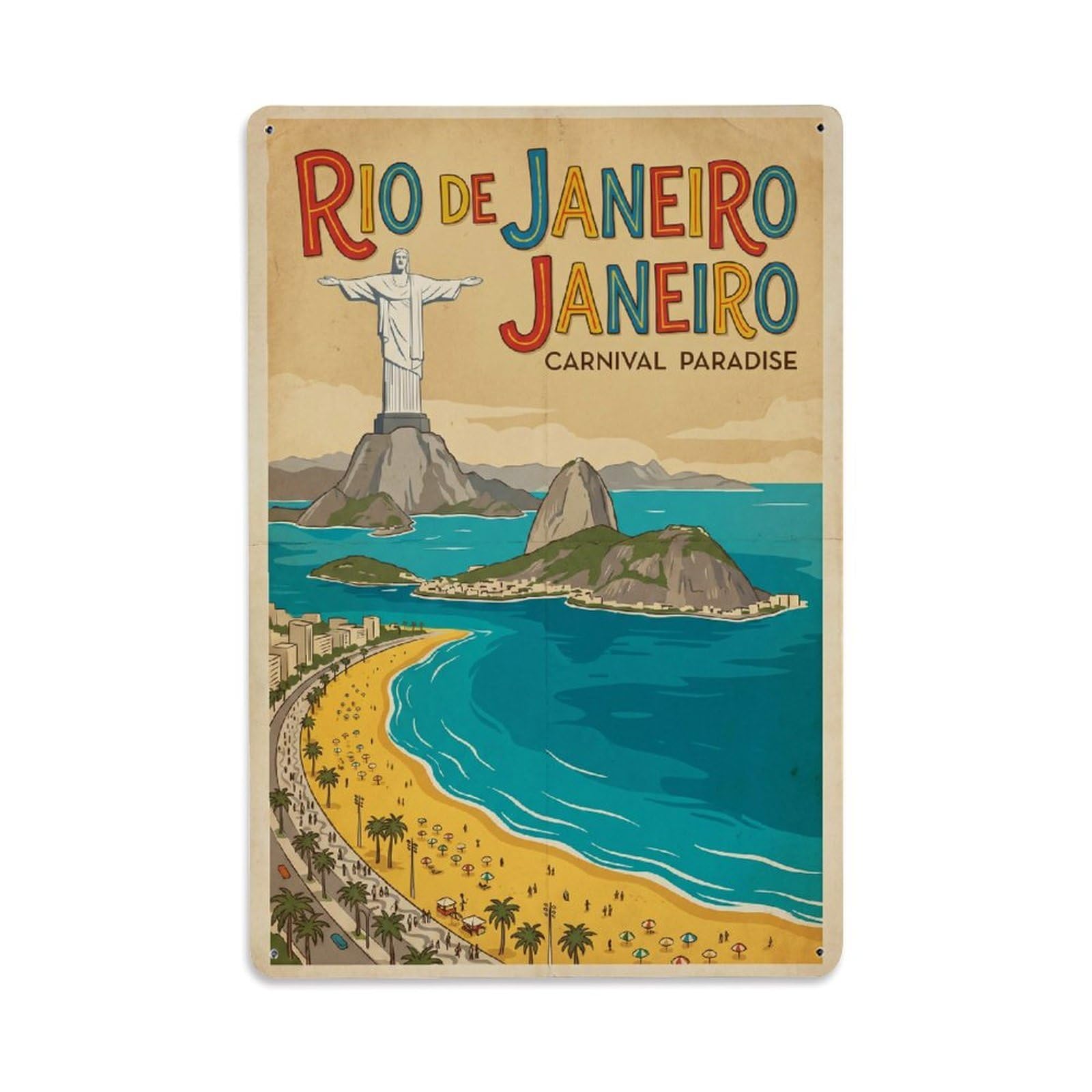 Gead 8X12inch Style Brazil Rio De Janeiro Vintage Travel Metal Tin Sign