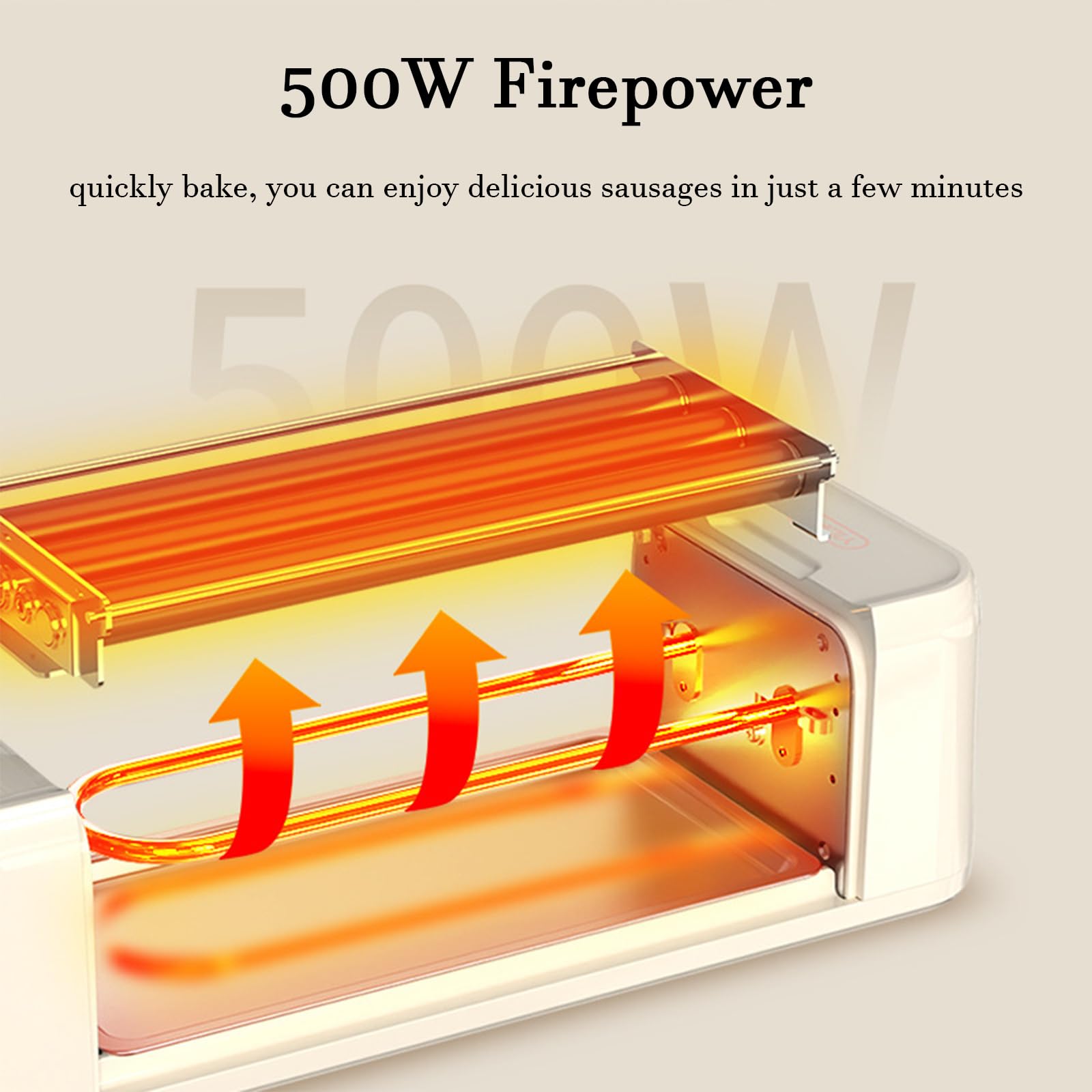 Máquina pequeña para hacer perritos calientes, 500 W, mini máquina para hacer perritos calientes con salchichas a la parrilla, control de temperatura de 0-300 ℃, calentador de perritos calientes para