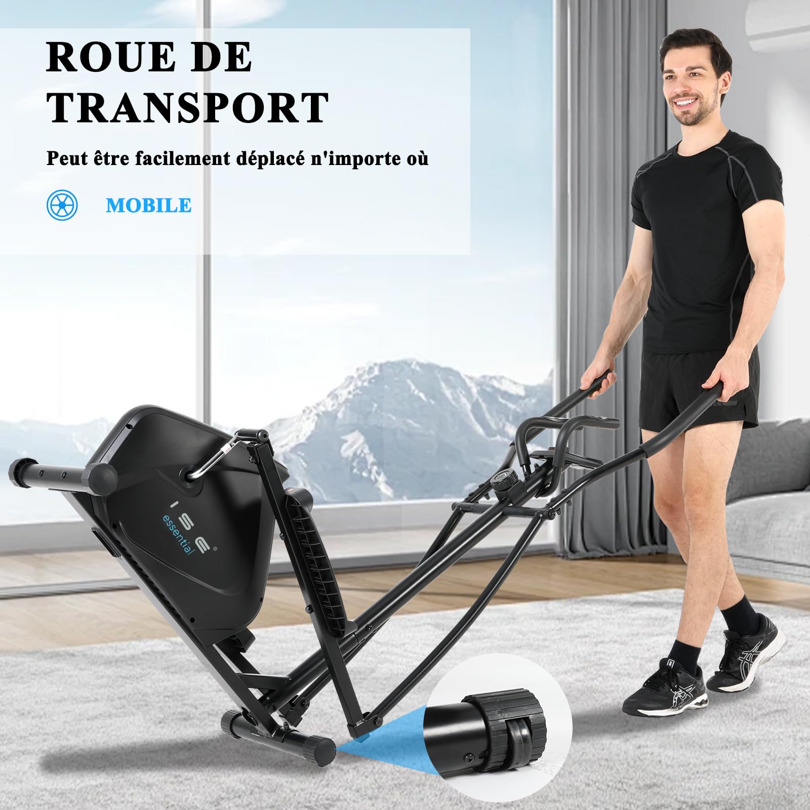 ISE Velo Elliptique d'Appartement Sport Maison, Vélo Elliptique Magnétique 8 Niveaux Résistance, Velo Elliptique Ergonomie Crosstrainer avec Impulsion, Poids d’Inertie 8KG, Vélos Elliptiques Ecran LCD