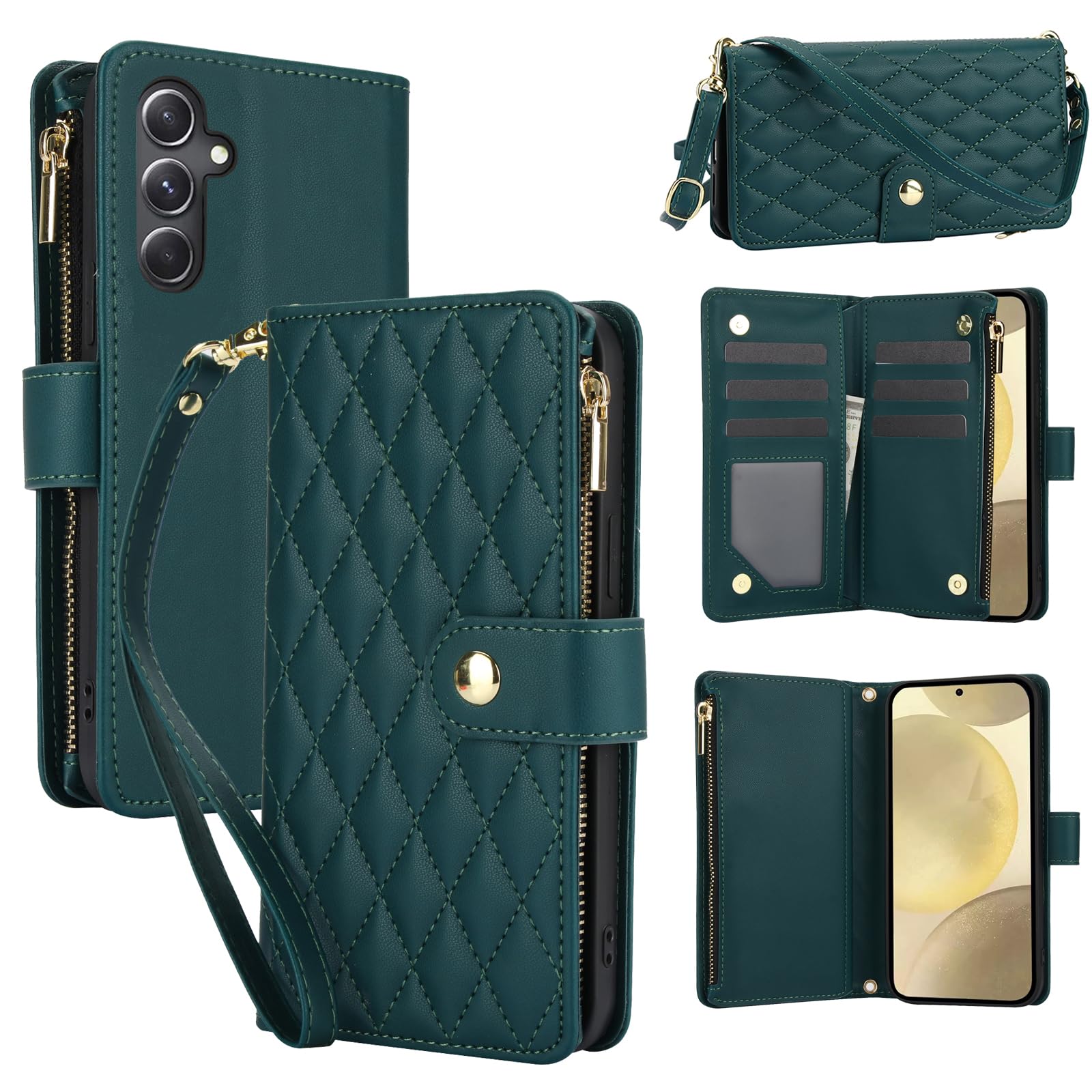 LBYZCASE Women's Protective Wallet Case for Samsung Galaxy S24/S25 5G 6.2"-Leather Flip Folio Book Design,RFID-Blocking Card Slots,Shockproof&