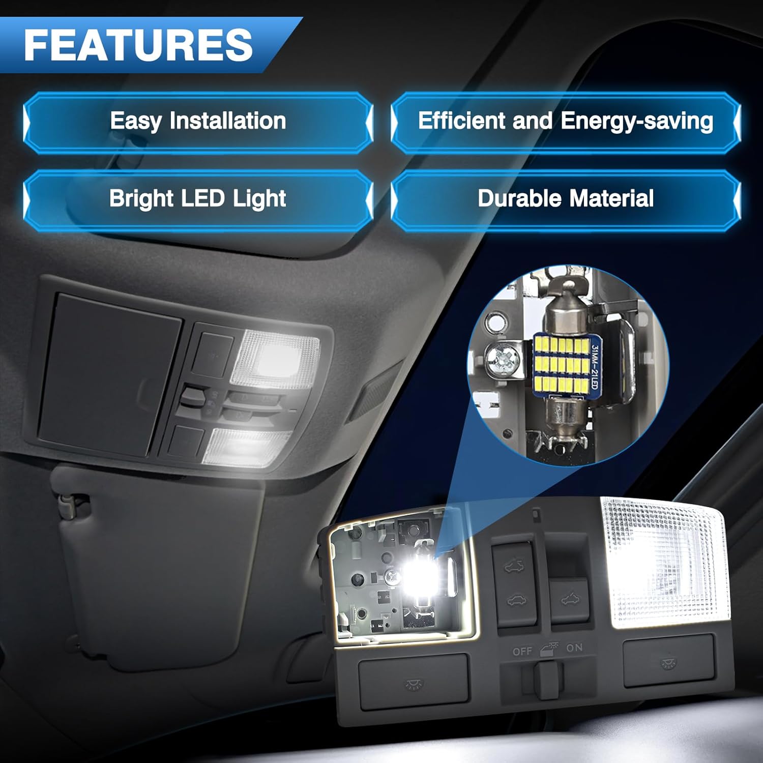 LED Overhead Console w/Sunroof Switch & Dome Light Fit for Mazda 3 2010 2011 2012 2013 Accessories, LED Cabin Interior Ceiling Roof Map Reading Lamp, Replaces BBM6-69-970B-75