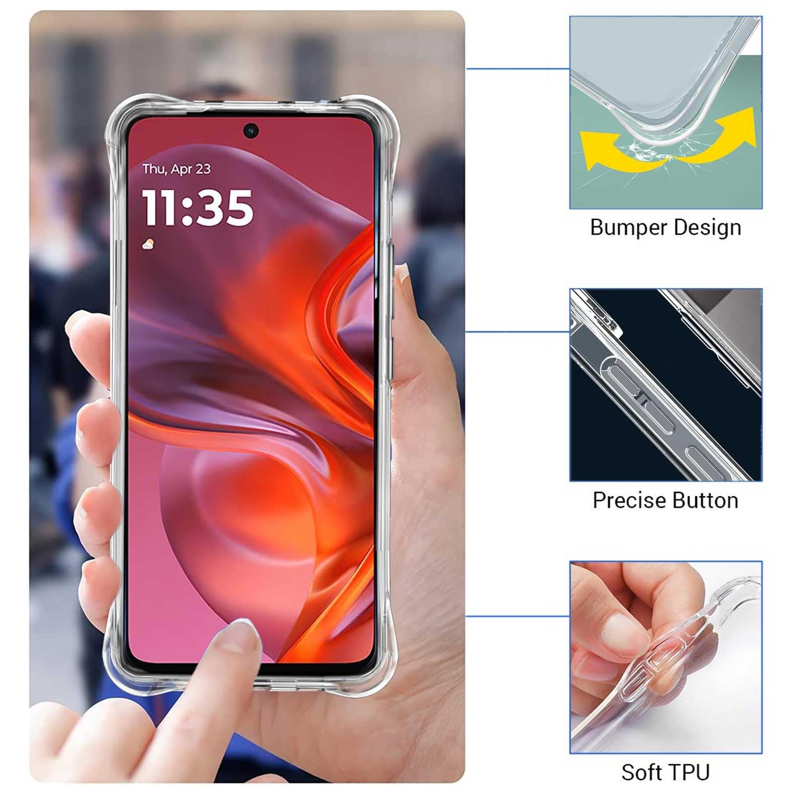 ESHUYI 360° Panzerhülle Für Motorola Moto E15/G05 – Stoßfest, Klar, Mit Displayschutz
