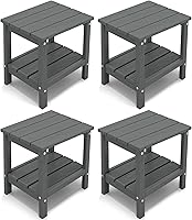 Vista 49 de KINGYES Juego de 2 mesas auxiliares para exteriores, mesa auxiliar Adirondack de doble capa, Aruba