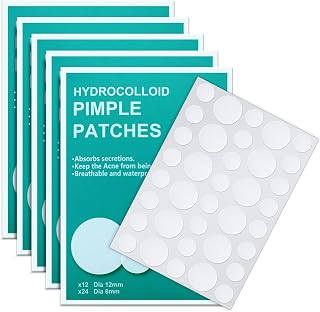 PICcircuit 180 Hydrocolloid Pimple Patches for Face - Invisible Acne Zit Stickers, Overnight Spot Treatment, Multi-Size Blemish Cover