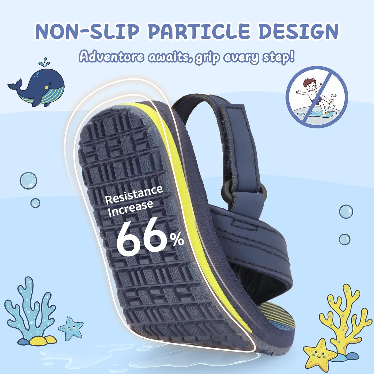 Girls Boys Flip Flop For Toddler Slip on Thong Sandals For Summer Bath Shower Beach Pool Slide Sandals Navy Stripe 9 Toddler image 5 of 8 B0G41229MG