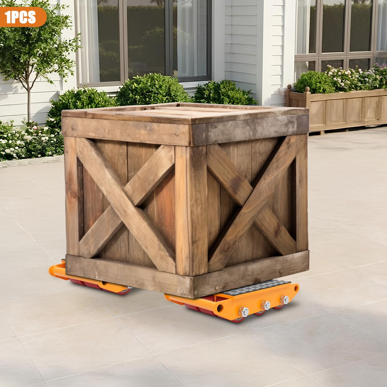 15T Transportroller, 38.5 x 27.5 x 9CM Legierter Stahl Gelb Panzerrollen Schwerlastfahrwerk Industrieroller Transportfahrwerk mit 9 PU-Richtungsräder für Maschinen Möbel Geräte Baustellen