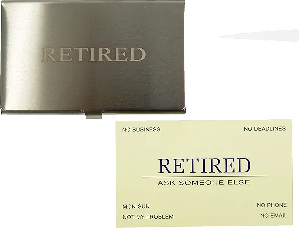 RXBC2011 Retired Business Cards (Pack of 50, Light Green, Silver Case) Funny Retirement Gift for Men, Women, Coworkers, Employees, Boss, Friend, Colleague