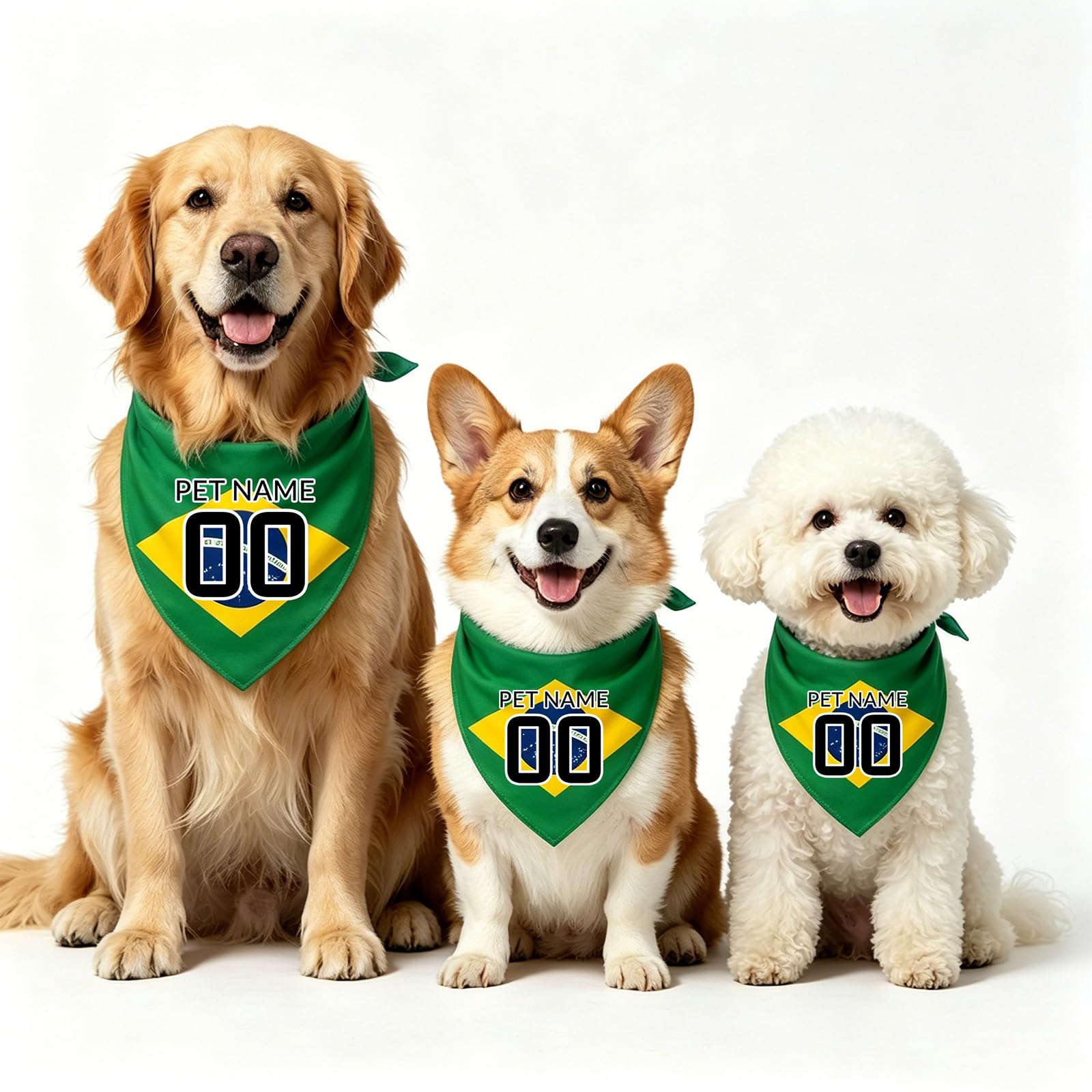 Bandana Personalizzata Per Cani Mondiali 2026, Bandana Calcio Con Nome E Numero, 18 Modelli Bandiere, Brasile