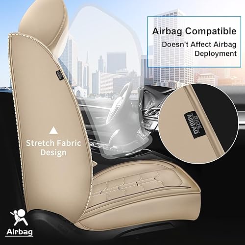 Miniatura 5 de IKABEVEM 2 fundas de asiento delantero de automóvil para Chevrolet Cruze 2011-2019, funda de asiento de piel sintética, impermeable, protector de