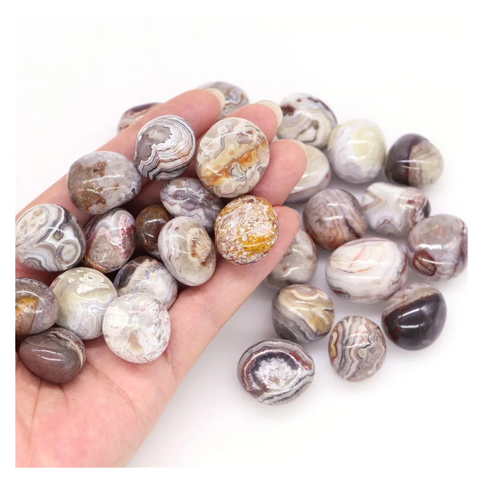 Grava para Acuario Piedra de ágata Loca roja y Blanca, Cristal Mineral Reiki, Piedra Preciosa, decoración for el hogar, pecera, Acuario, Gemas, Adorno(500 g)